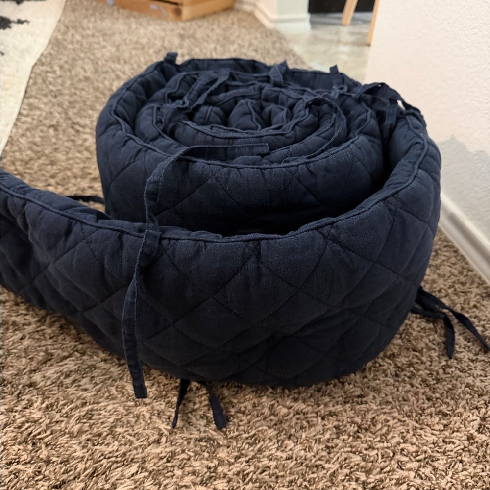 Pottery Barn Kids Quilted Navy crib Bumper